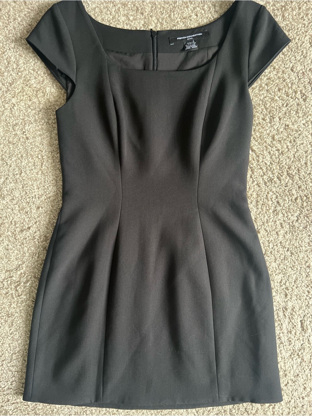 French Connection Black Cap-Sleeve Sheath Dress
